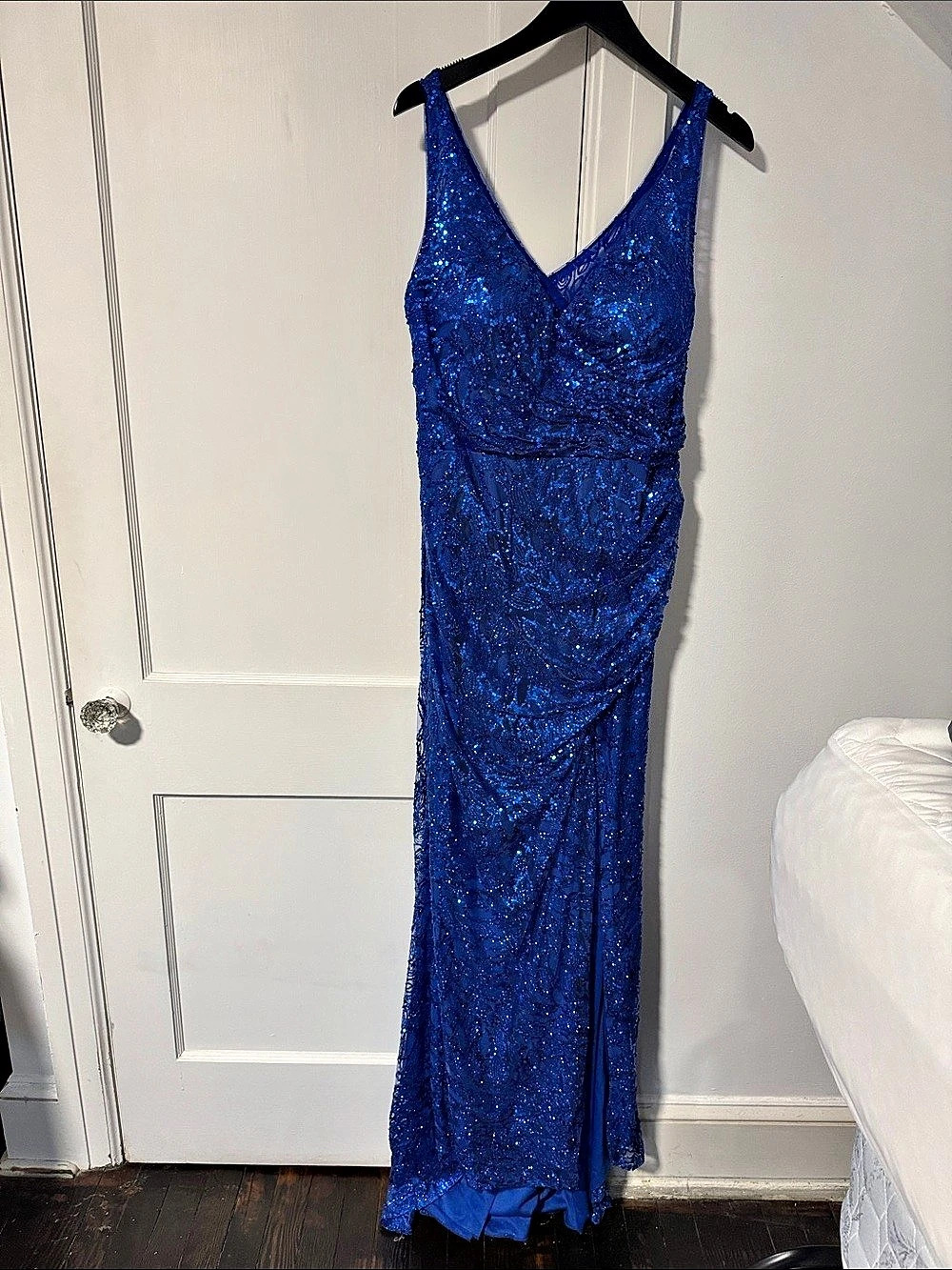 Glow Blue Sequin Maxi Dress Size 12 Like New